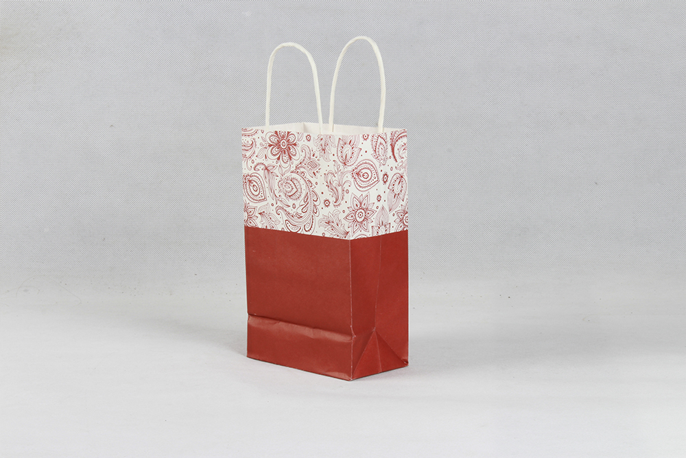 深紅色花紋時尚牛皮紙袋 深紅色花紋時尚牛皮紙袋