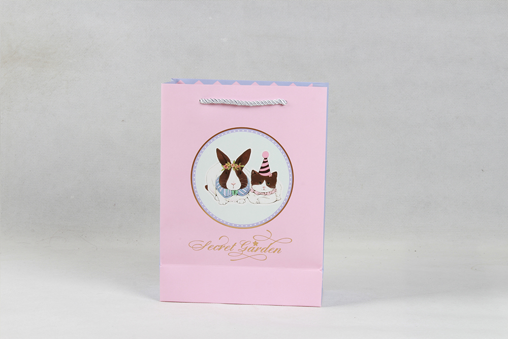 粉色卡通禮品白卡紙袋 粉色卡通禮品白卡紙袋